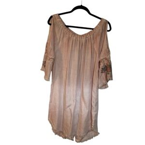 ✨Billy T |Cold Shoulder Button Down Back Dress | Pink/White | Size: S